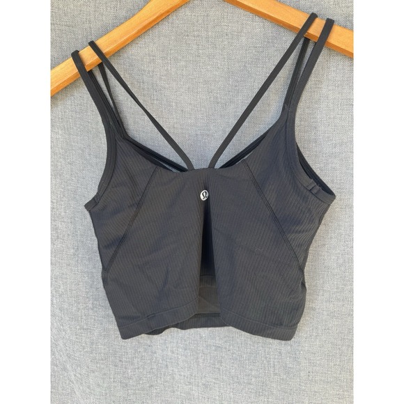 Lululemon Sz 4 Align™ Strappy Ribbed Tank Top Black | Built-In Bra Athleisure - Picture 2 of 3